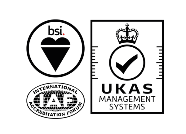 BSI, UKAS and IAF accreditation logos